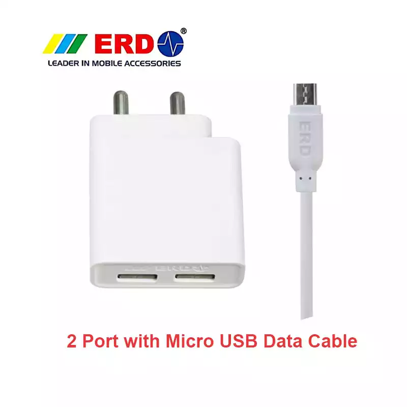 ERD 2 Port 2.4A Mobile Charger with Micro USB Data Cable TC-65 
